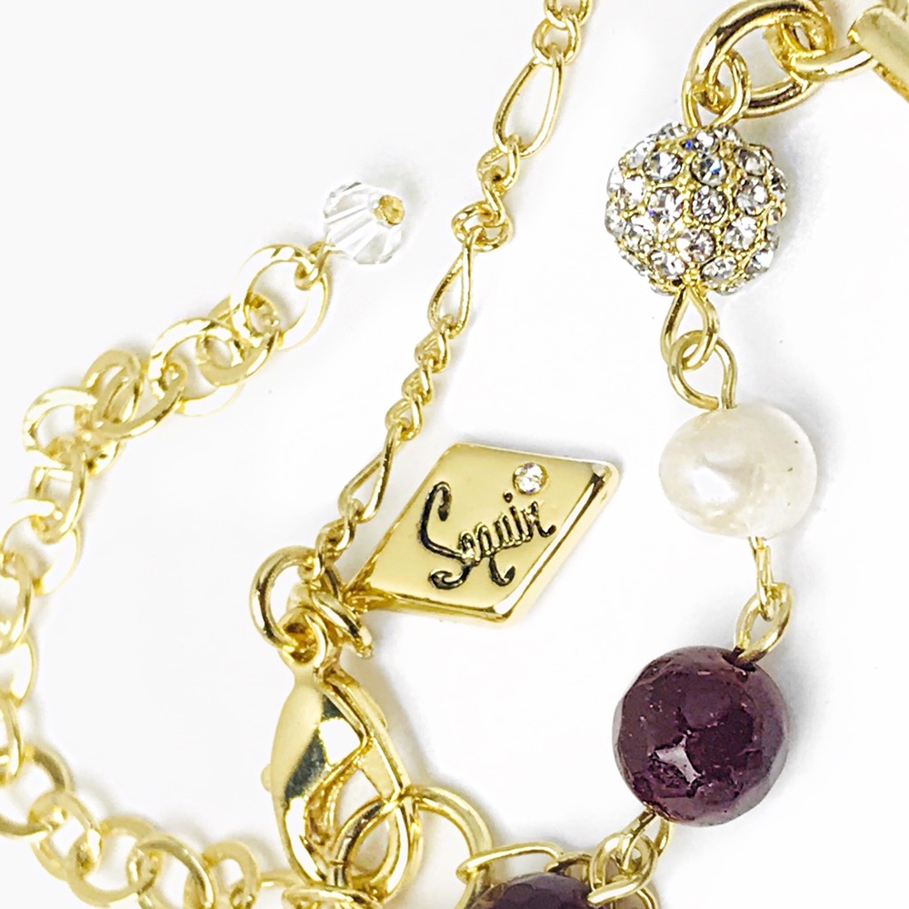 Multi Faceted Beads Crystal Pearl Chain Necklace - Picture 4 of 4